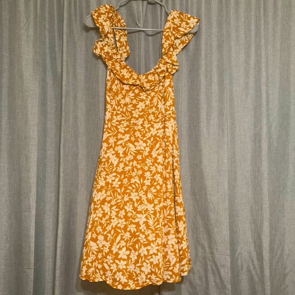 Burnt orange and white flowered dress